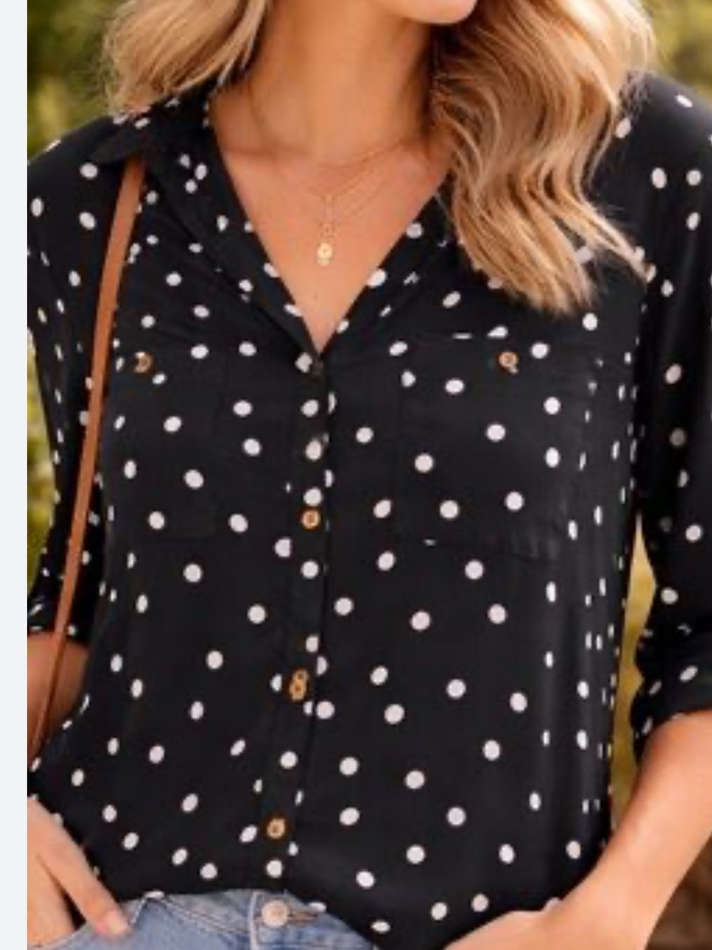 Ellen Tracy Black Polka Dot Button-Down Shirt